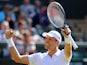 Czech Republic's Tomas Berdych celebrates defeating South Africa's Kevin Anderson during the Wimbledon Championships on June 29, 2013