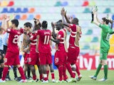 Players of the Portuguese team celebrate after the Under-20 World Cup win over Cuba on June 27, 2013