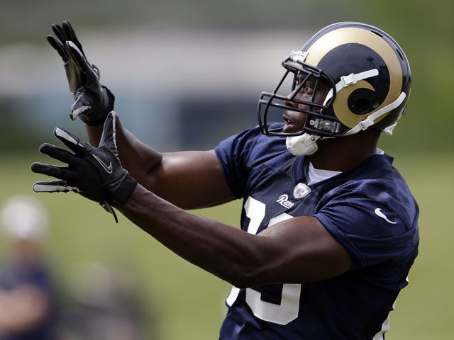 St. Louis Rams tight end Jared Cook catches a pass during a NFL practice session on June 11, 2013