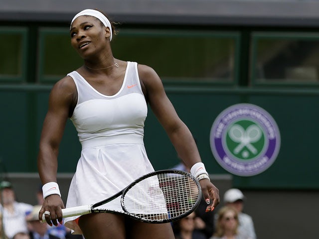 Serena Williams of the United States reacts during her match against Sabine Lisicki of Germany in a Women's singles on July 1, 2013