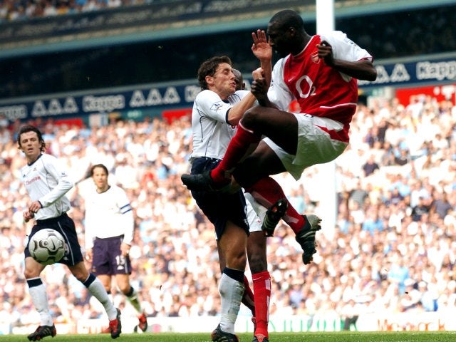 Sol Campbell in action for Arsenal away at Tottenham Hotspur.