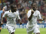 Ghana's Ebenezer Assifuah celebrates scoring during the Under-20 World Cup quarter final soccer match between Ghana and Chile on July 7, 2013