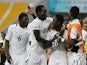 Ghana's Yiadom Boakye is congratulated by team mates after scoring his team's third goal against Portugal during the U20 Word Cup on July 3, 2013