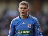 Middlesbrough goalkeeper Connor Ripley during the Championship match against Burnley on January 14, 2012