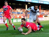 Wakefield Wildcats' Dean Collis goes over for a try against Widnes Vikings on July 8, 2013