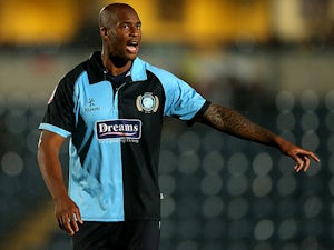 Wycombe Wanderers' Leon Johnson in action on October 2, 2012