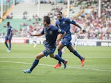 France's Florian Thauvin celebrates scoring during the Under-20 World Cup semi final match against Ghana on July 10, 2013