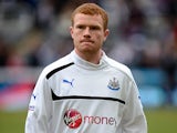 Newcastle United's Adam Campbell during a warm up on April 7, 2013