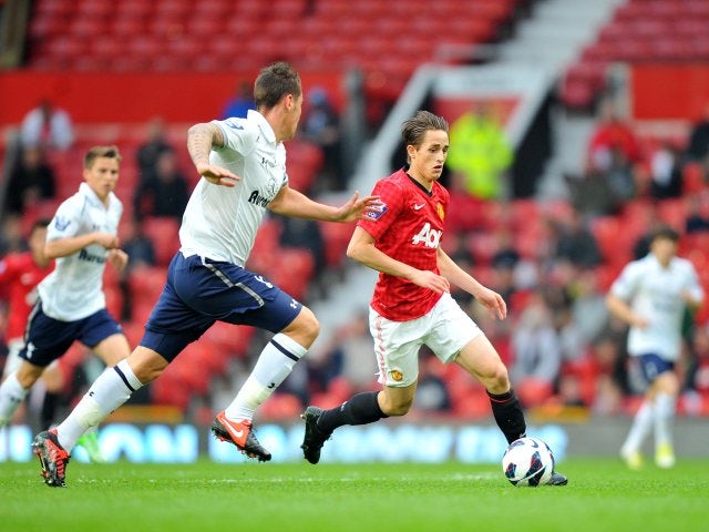 Adnan Januzaj keeps possession against Tottenham Hotspur.