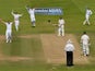 England's Tim Bresnan celebrates taking the wicket of Australia's Steven Smith on day four of the Second Investec Ashes Test on July 21, 2013