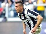 Emanuele Giaccherini celebrates scoring against Catania for Juventus.