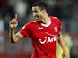 Nacer Chadli celebrates scoring in the Europa League.