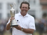 Phil Mickelson celebrates winning The British Open on July 21, 2013
