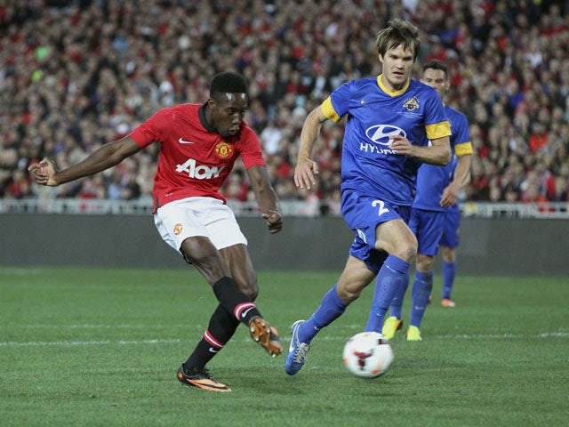 Manchester United's Danny Welbeck shoots during the match against Sydney Allstars on July 20, 2013