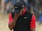 Tiger Woods reacts to a poor shot at the British Open on July 21, 2013