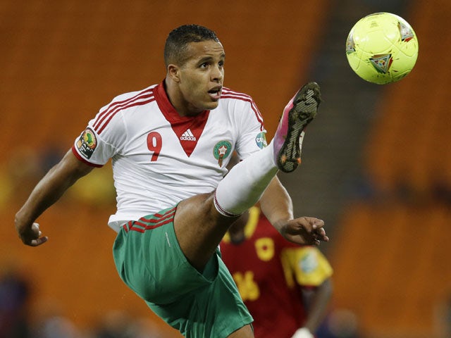 Morocco's Youssef El Arabi controls the ball during their African Cup of Nations match against Angola on January 19, 2013