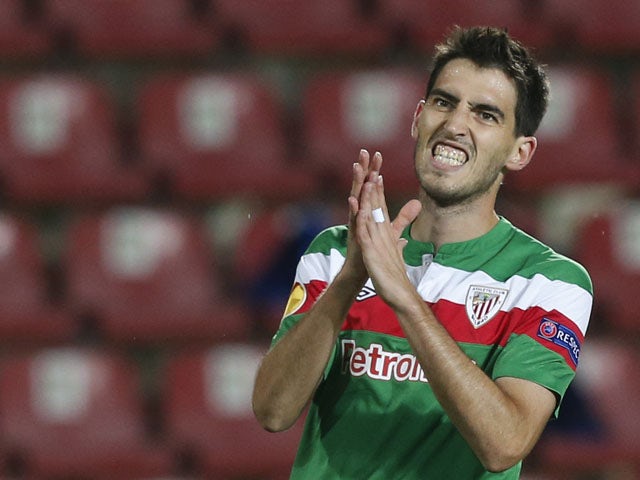 Athletic Bilbao's Andoni Iraola during the Europa League match against Sparta on October 4, 2012