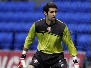 Osasuna goalkeeper Asier Riesgo during the friendly match against Bolton Wanderers on August 6, 2010