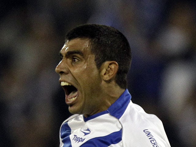 Augusto Fernandez of Argentina's Velez Sarsfield celebrates after scoring against Colombia's Atletico Nacional on May 8, 2012