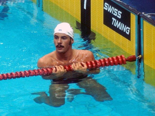 David Wilkie in the pool after competing at the Montreal Olympics.