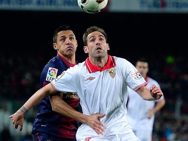 Sevilla's Fernando Navarro in action on February 23, 2013