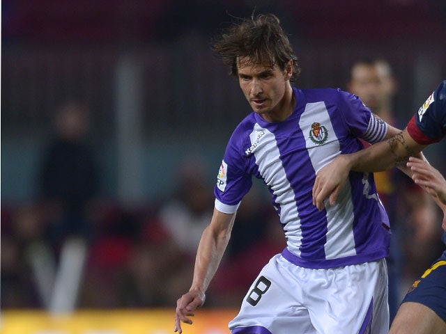 Valladolid's Javier Baraja in action during the La Liga match against FC Barcelona on May 19, 2013