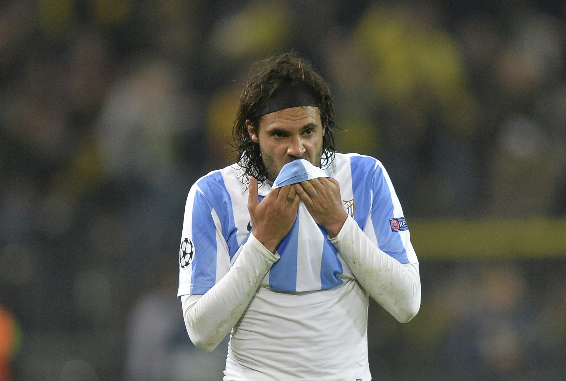 Malaga's Sergio Sanchez reacts during a Champions League match on April 9, 2013