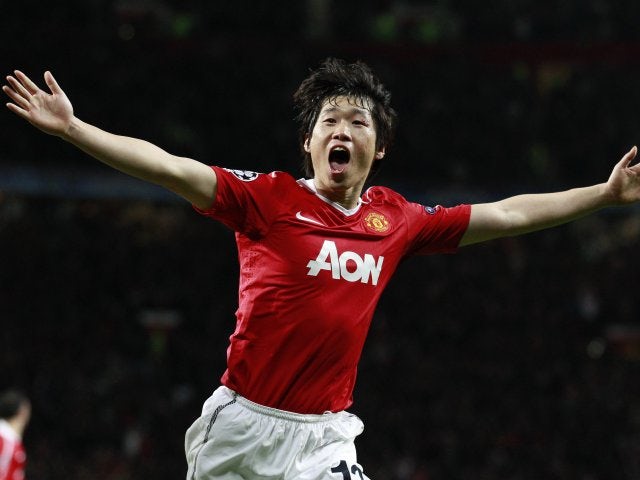 Park Ji-Sung celebrates his goal in the Champions League against Chelsea.