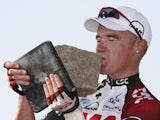 Stuart O'Grady of Australia kisses the trophy after he won the 105th Paris-Roubaix cycling classic on April 15, 2007
