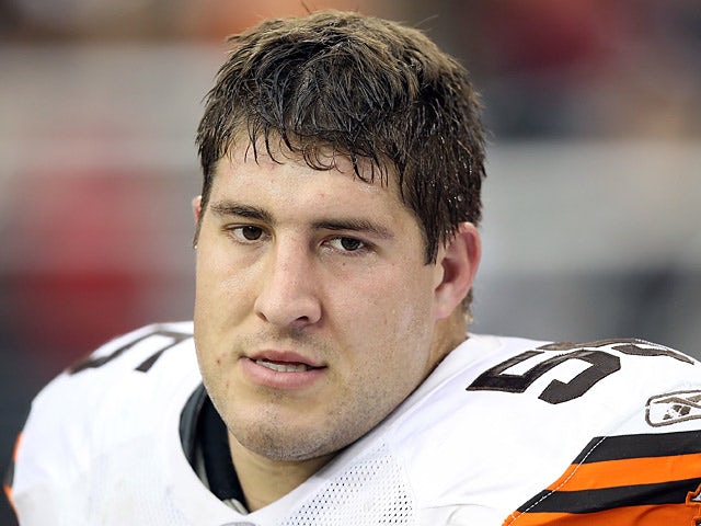 Cleveland Browns' Alex Mack on the sidelines during a game on December 18, 2011
