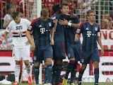 Munich's Mario Mandzukic celebrates after scoring against Sao Paulo in the Audi Cup match on July 31, 2013