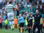 Anthony Stokes of Celtic celebrates scoring his second goal of the day with manager Neil Lennon during the Scottish Premier League game between Celtic and Ross County on August 3, 2013