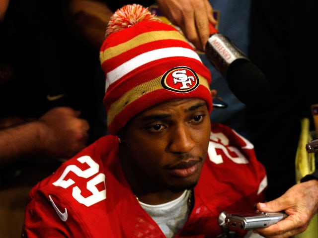 Chris Culliver of the San Francisco 49ers addresses the media on January 31, 2013