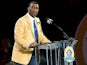 Former Minnesota Vikings' Cris Carter makes his speech during the NFL Class of 2013 Enshrinement Ceremony on August 3, 2013