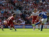 Leicester's Danny Drinkwater scores the equaliser against Middlesbrough on August 3, 2013