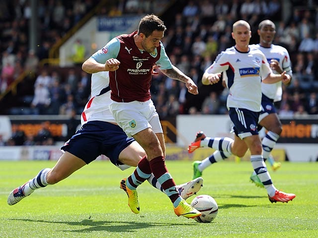 Burnley's Danny Ings scores the opening goal during the match against Bolton on August 3, 2013