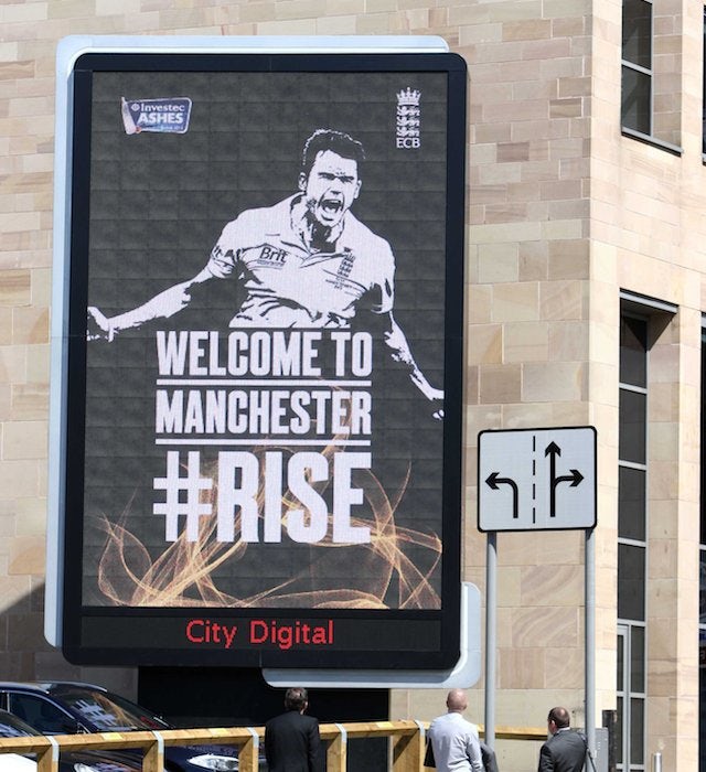 The 'Welcome to Manchester' billboard aimed at James Anderson