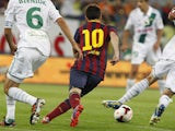 FC Barcelona's Lionel Messi in action during the friendly match against Lechia Gdansk on July 30, 2013