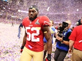 Patrick Willis of the San Francisco 49ers walks off of the field dejected after the Baltimore Ravens won the Super Bowl on February 3, 2013 