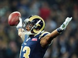 Chris Givens of the St. Louis Rams celebrates scoring the opening touchdown during the NFL International Series match between the New England Patriots and the St.Louis Rams on October 28, 2012