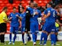 Inverness players celebrate their win over Dundee United at the end of the match on August 10, 2010