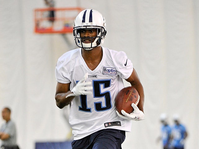 Tennessee Titans' Justin Hunter in action during Rookie Camp on May 10, 2013