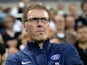 Paris Saint-Germain's head coach Laurent Blanc looks on during a friendly football match between PSG and Hammarby IF at the Tele 2 Arena on July 23, 2013
