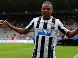 Newcastle United's Loic Remy is unveiled to fans at St James' Park before a friendly match against Braga on August 10, 2013