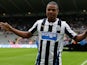 Newcastle United's Loic Remy is unveiled to fans at St James' Park before a friendly match against Braga on August 10, 2013