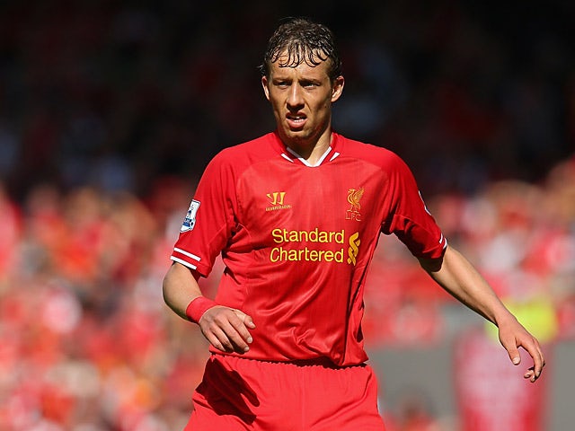 Liverpool's Lucas in action against Queens Park Rangers on May 19, 2013