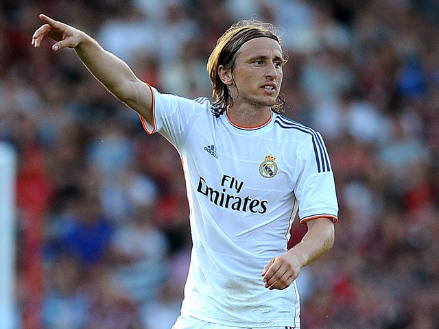 Luka Modric of Real Madrid during the pre season friendly match between Bournemouth and Real Madrid at Goldsands Stadium on July 21, 2013 