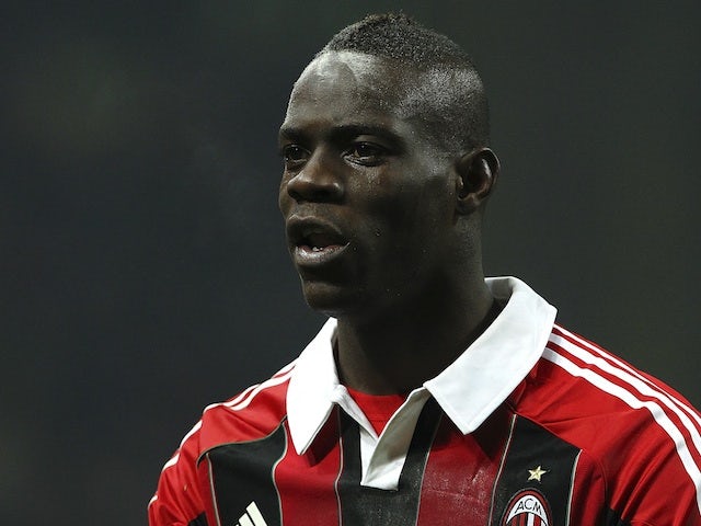 Milan striker Mario Balotelli in action against Inter on February 24, 2013