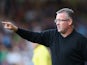 Aston Villa manager Paul Lambert shouts instructions during the pre season friendly match between Walsall and Aston Villa at the Banks' Stadium on July 31, 2013
