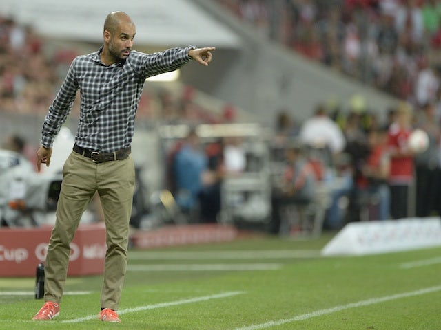 Bayern manager Pep Guardiola on the touchline against Sao Paulo on July 31, 2013